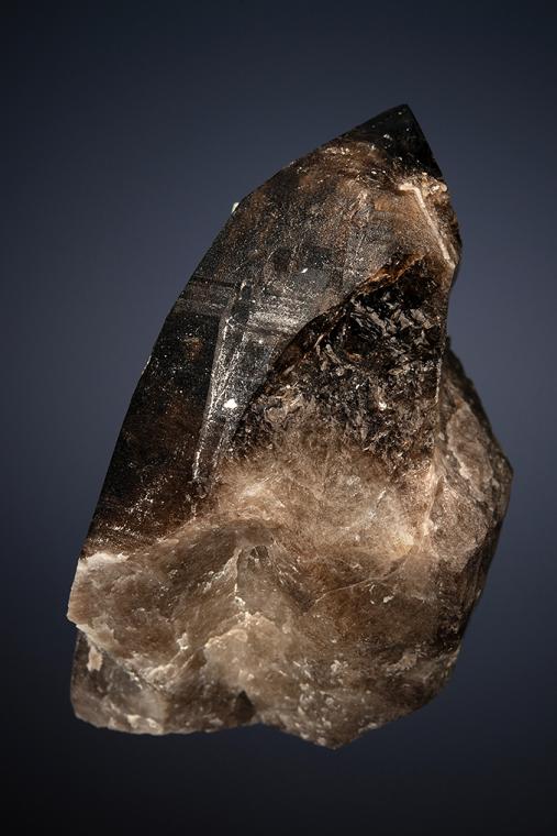 BERYL var. Aquamarine on QUARTZ var. Smoky