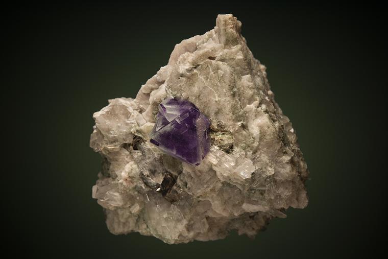FLUORITE on QUARTZ and MICROCLINE