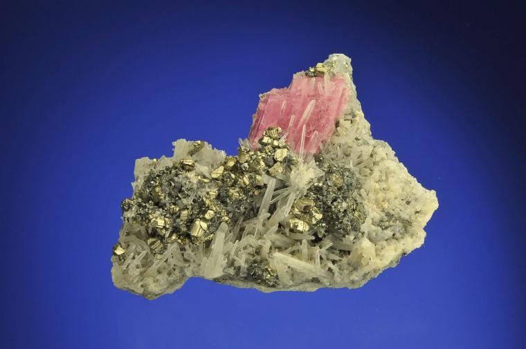PYRITE with QUARTZ and RHODOCHROSITE