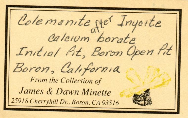 COLEMANITE after INYOITE