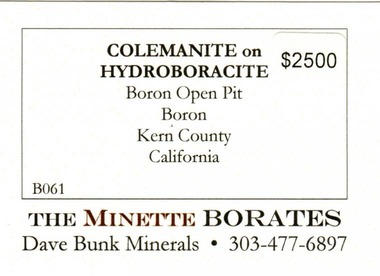 COLEMANITE on HYDROBORACITE