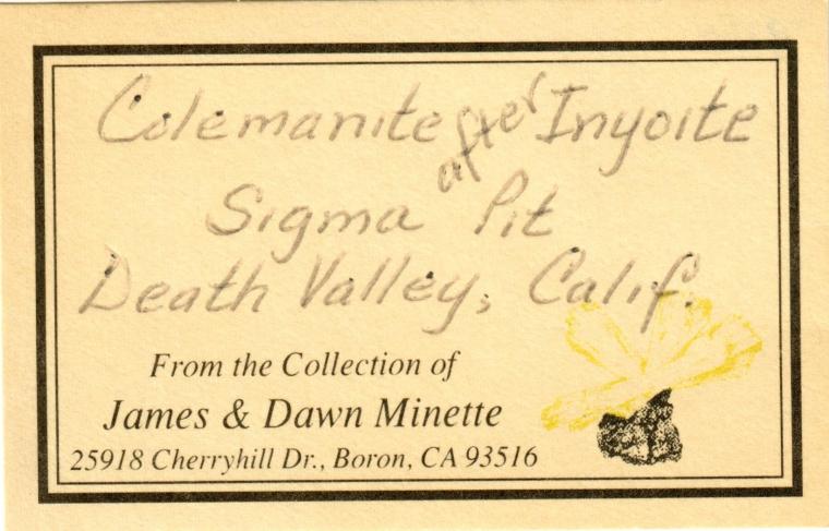 COLEMANITE after INYOITE