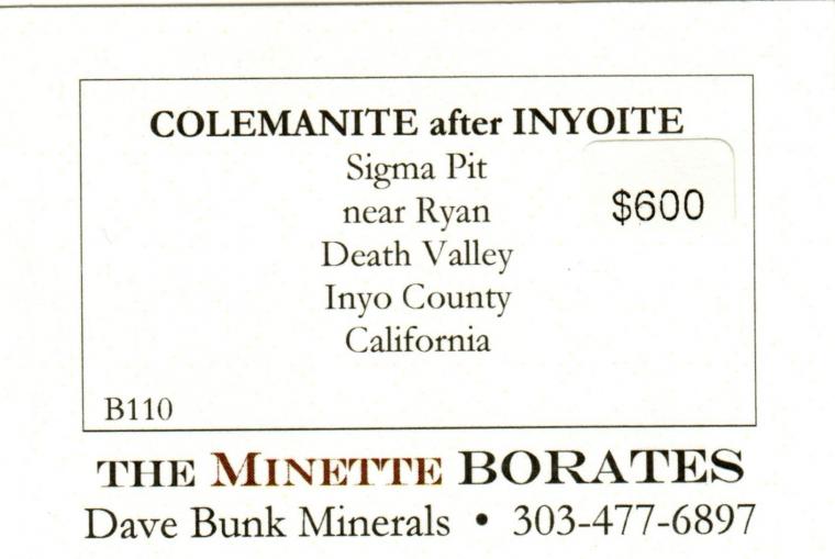 COLEMANITE after INYOITE