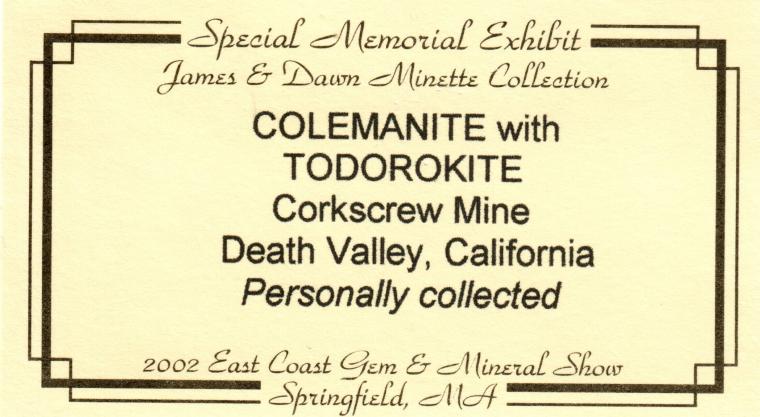 COLEMANITE with TODOROKITE