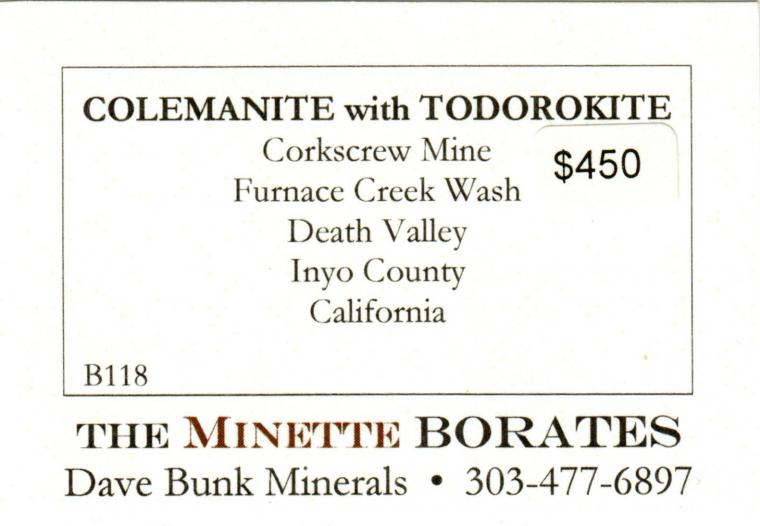 COLEMANITE with TODOROKITE