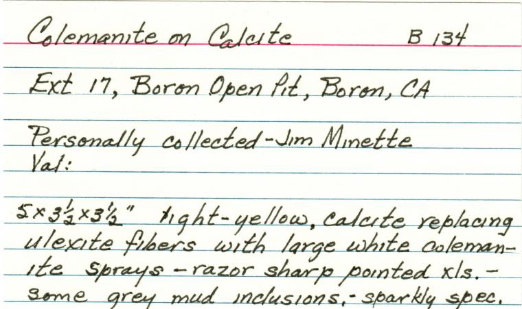 COLEMANITE on CALCITE