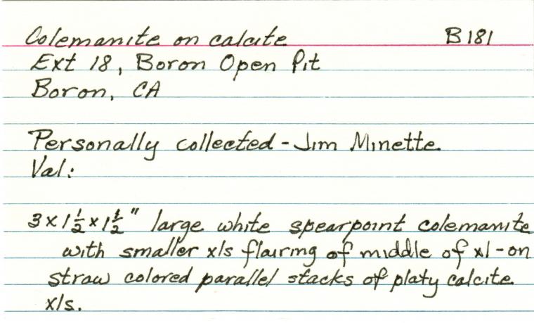 COLEMANITE on CALCITE