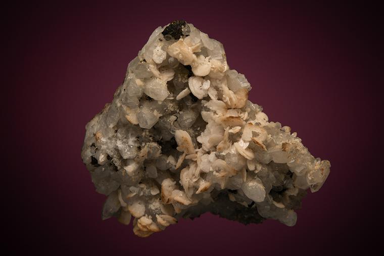 DOLOMITE with CHALCOPYRITE on QUARTZ