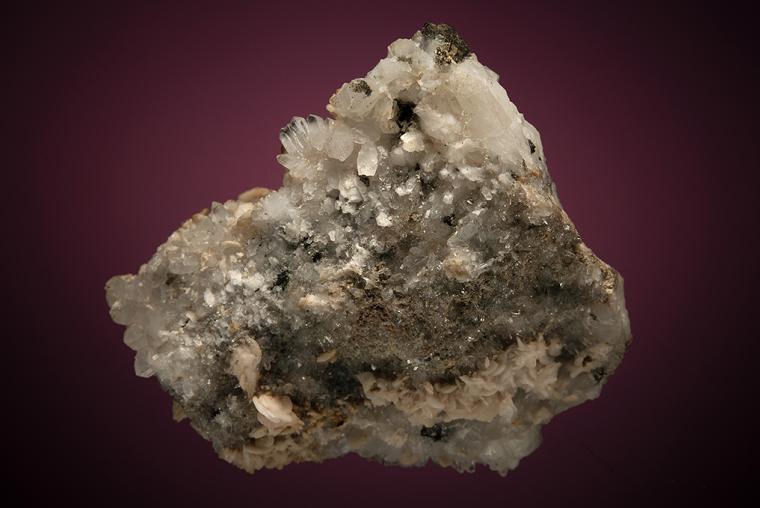 DOLOMITE with CHALCOPYRITE on QUARTZ