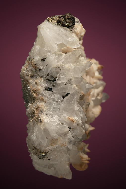 DOLOMITE with CHALCOPYRITE on QUARTZ