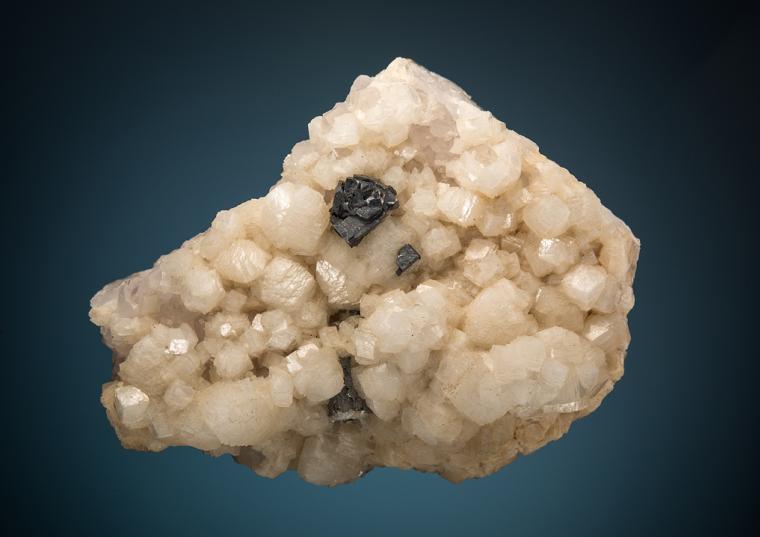 ACANTHITE with DOLOMITE on QUARTZ