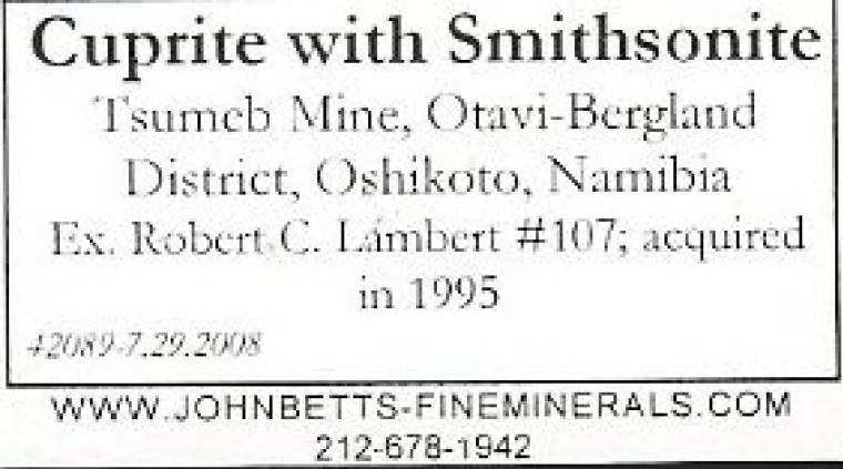 CUPRITE with SMITHSONITE