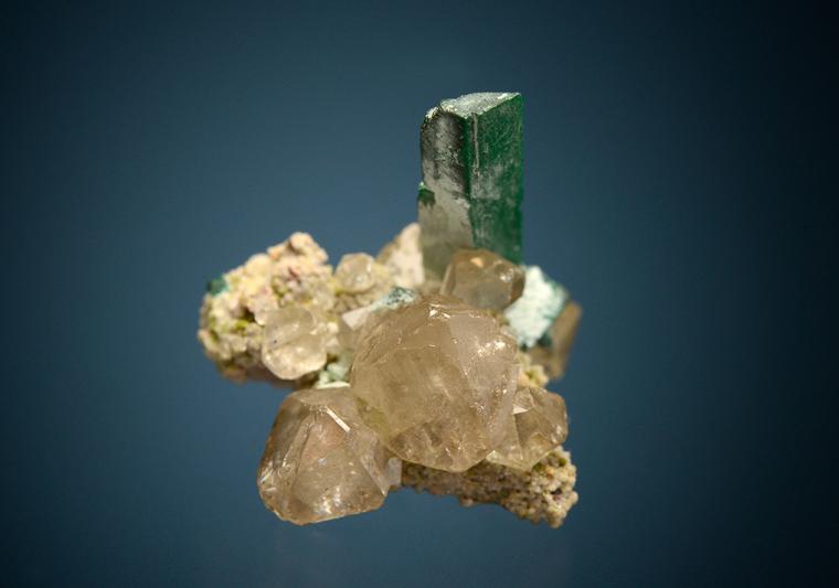 MALACHITE after AZURITE with CERUSSITE