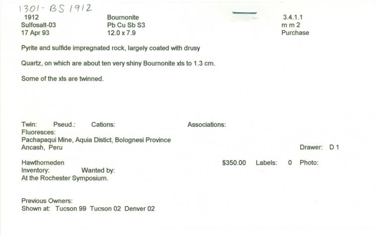 BOURNONITE on QUARTZ