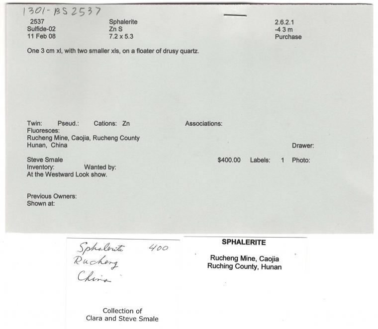 SPHALERITE on QUARTZ