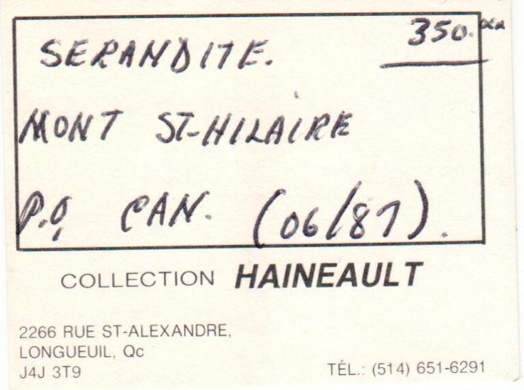 GENTHELVITE, ANALCIME, ALBITE, AEGIRINE and SERANDITE