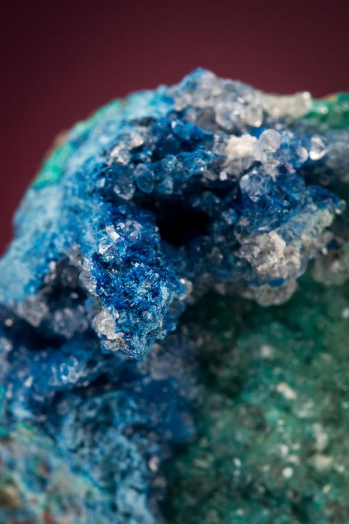 AJOITE with SHATTUCKITE and CALCITE