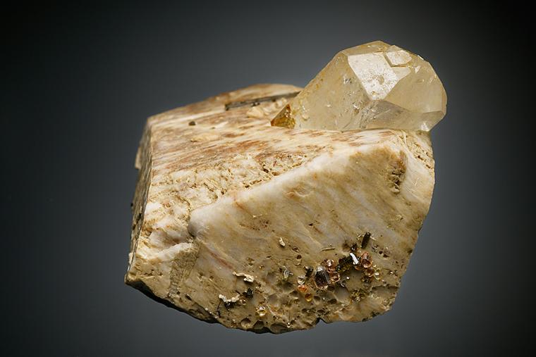 TOPAZ with ELBAITE on MICROCLINE