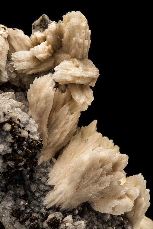 CALCITE with CHALCOPYRITE on QUARTZ