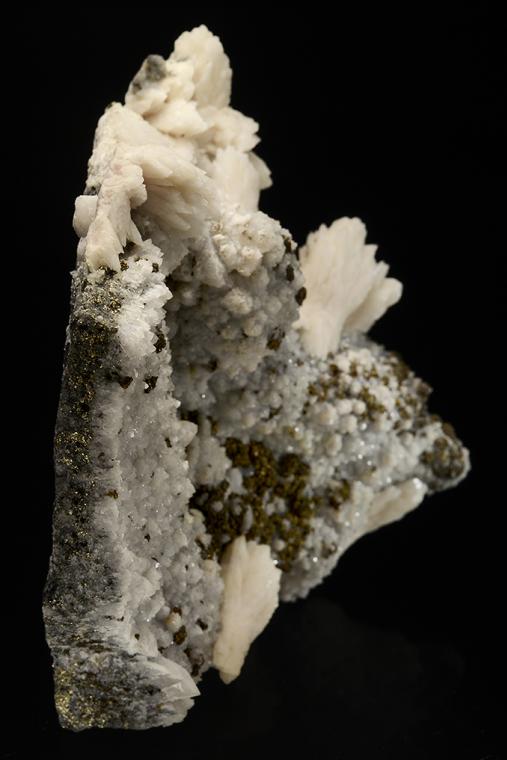 CALCITE with CHALCOPYRITE on QUARTZ