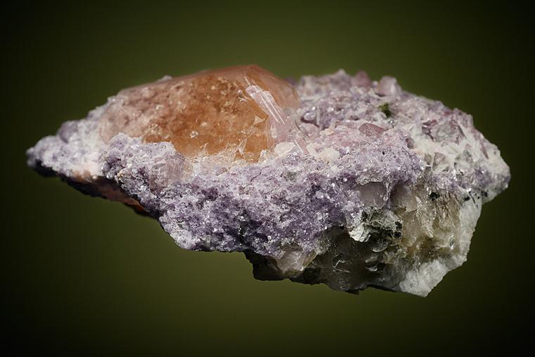 BERYL var. Morganite with ELBAITE and LEPIDOLITE