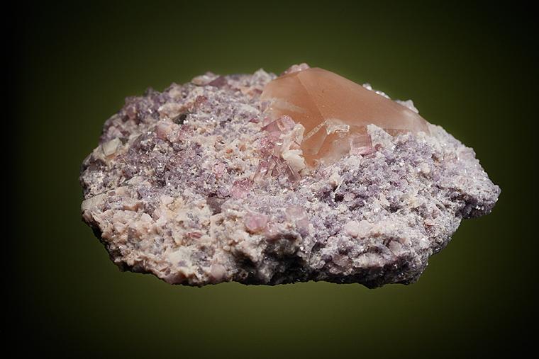 BERYL var. Morganite with ELBAITE and LEPIDOLITE