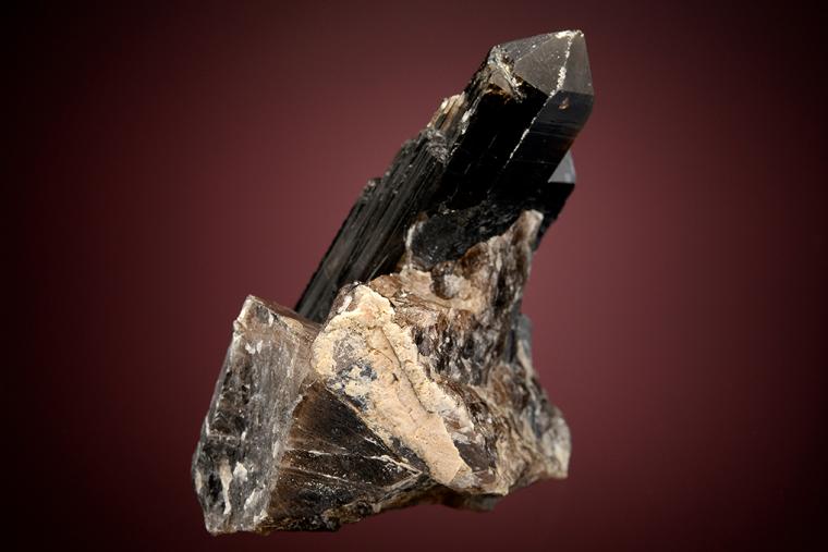 SCHORL on QUARTZ var. Smoky