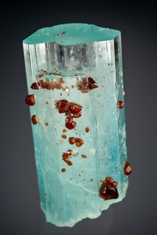 SPESSARTINE on BERYL var. Aquamarine