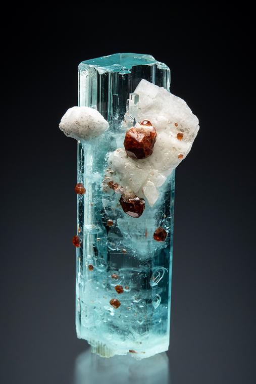 BERYL var. Aquamarine with SPESSARTINE