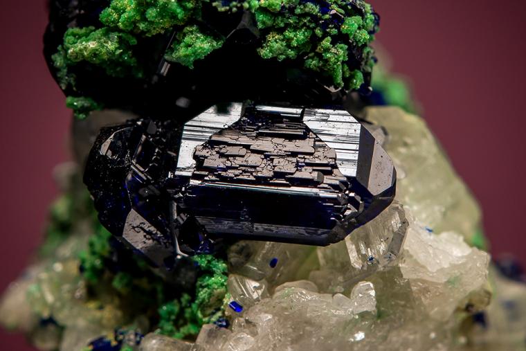 ARSENTSUMEBITE on AZURITE with CERUSSITE
