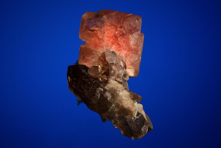 FLUORITE on QUARTZ var. Smoky