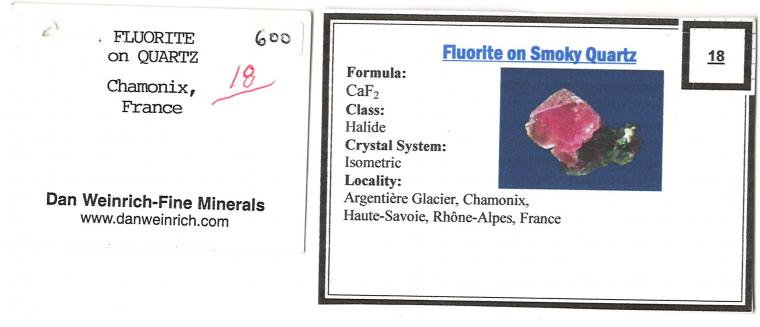 FLUORITE on QUARTZ var. Smoky