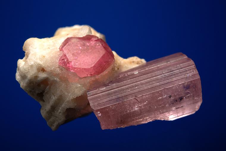 BERYL var. Morganite with ELBAITE (repaired)