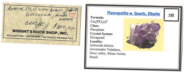 FLUORAPATITE with QUARTZ and ELBAITE