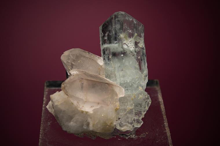 BERYL var. Aquamarine with QUARTZ and SPESSARTINE