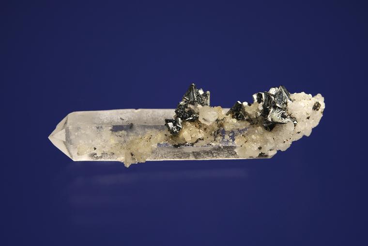 TETRAHEDRITE with CALCITE on QUARTZ