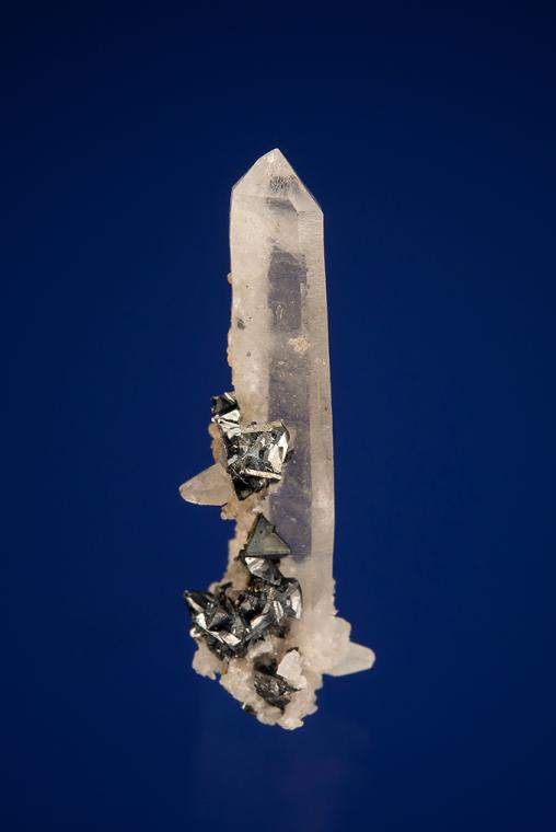 TETRAHEDRITE with CALCITE on QUARTZ