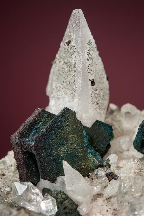 CHALCOCITE with CALCITE on QUARTZ