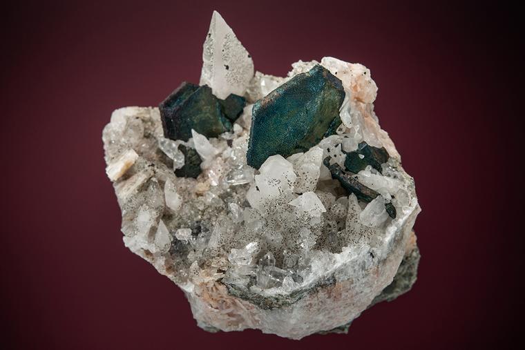 CHALCOCITE with CALCITE on QUARTZ