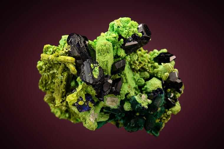 AZURITE and MALACHITE after AZURITE with BAYLDONITE coating MIMETITE