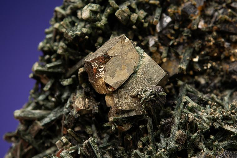 PYRITE with MAGNETITE on ACTINOLITE after DIOPSIDE 
