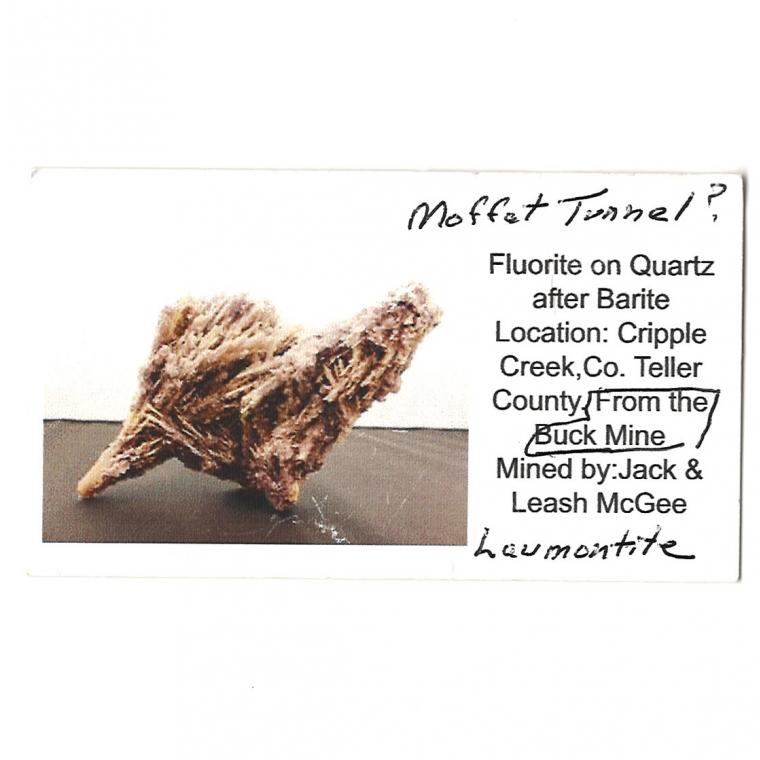 FLUORITE on QUARTZ after LAUMONTITE