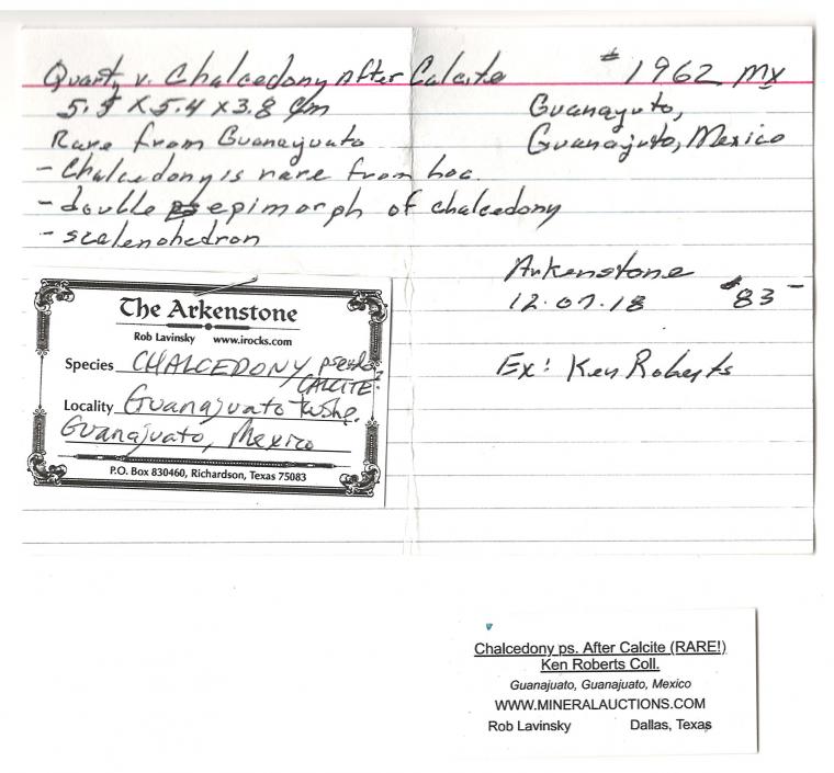 QUARTZ var. Chalcedony after CALCITE