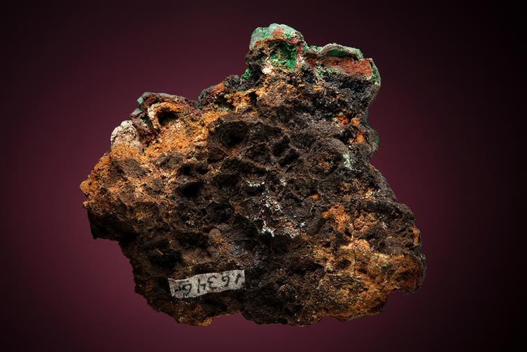 GOETHITE after CALCITE with MALACHITE