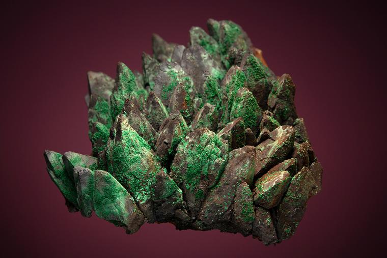 GOETHITE after CALCITE with MALACHITE