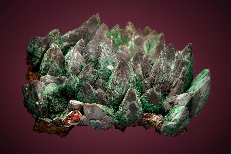 GOETHITE after CALCITE with MALACHITE