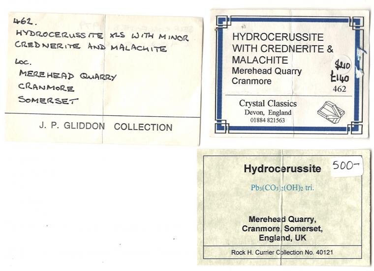 HYDROCERUSSITE with CREDNERITE and MALACHITE